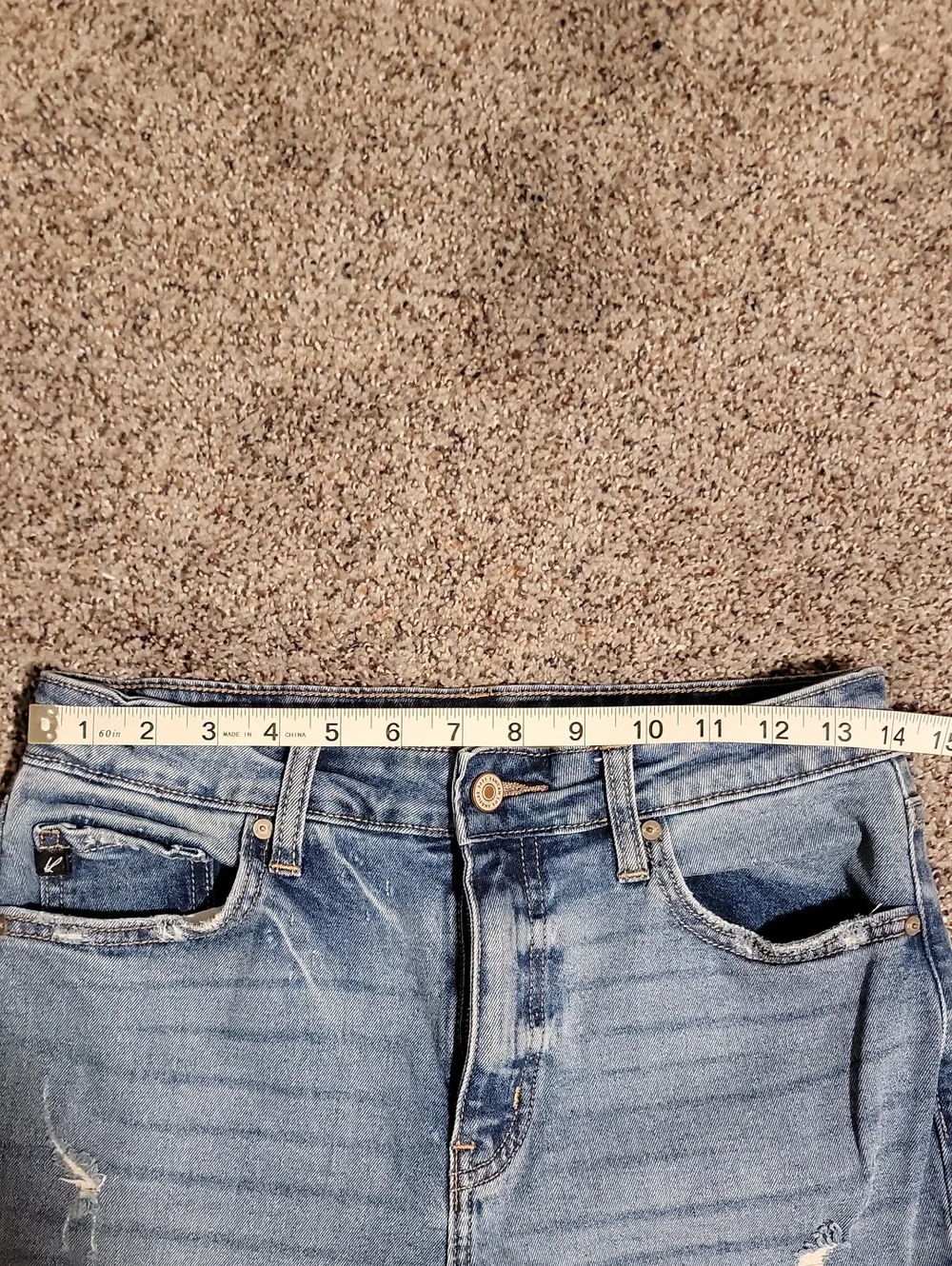 KanCan Medium Blue Distressed Jeans with Frayed Hem